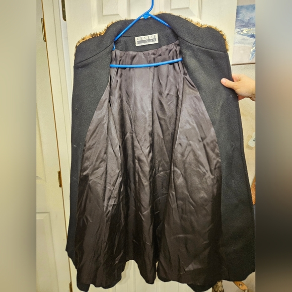 Leslie fay vintage black leopard print wool overcoat jacket womens size 10 - Picture 7 of 10